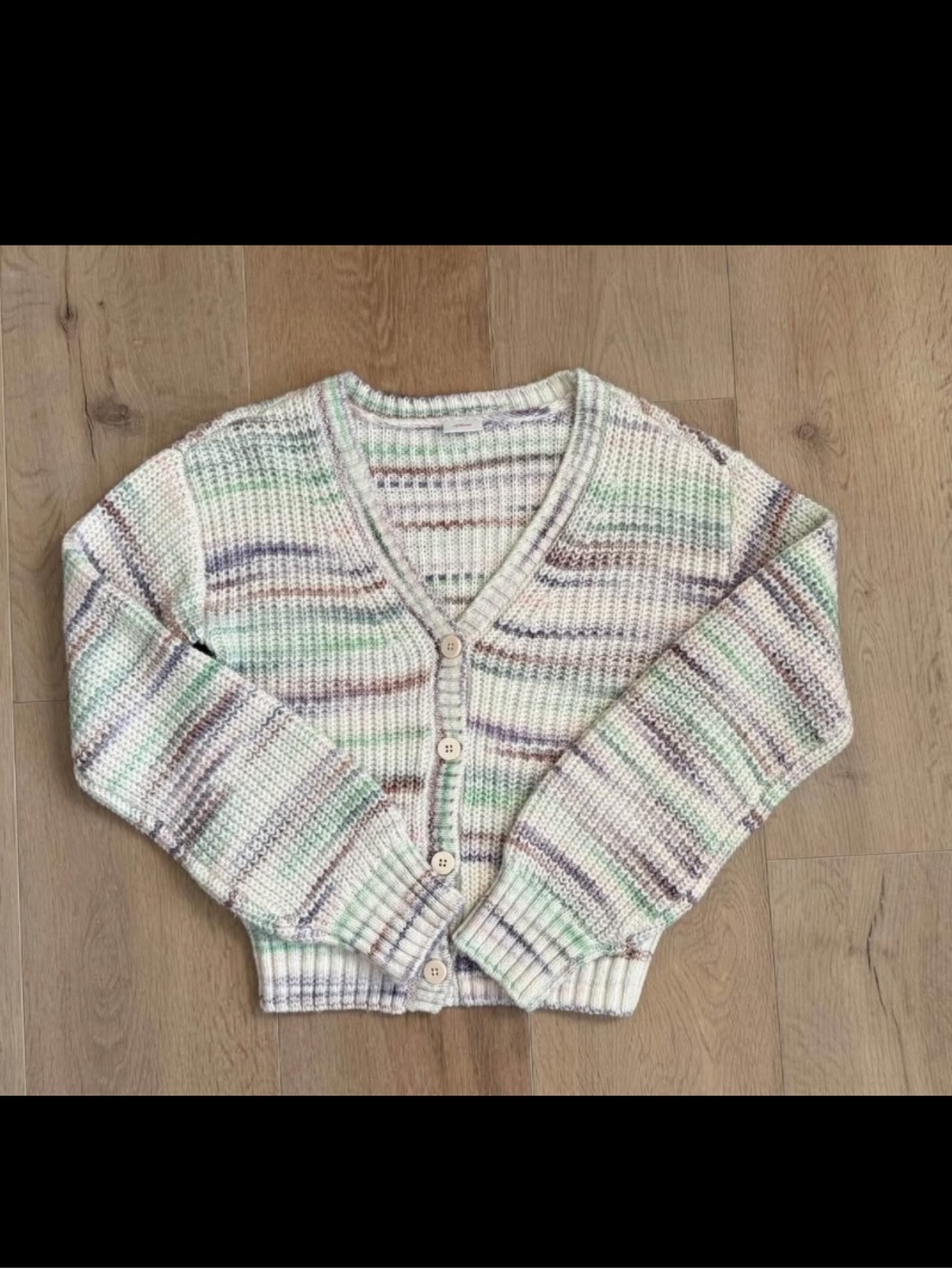 Striped V-Neck Knit Cardigan Sweater - Pastel Multi